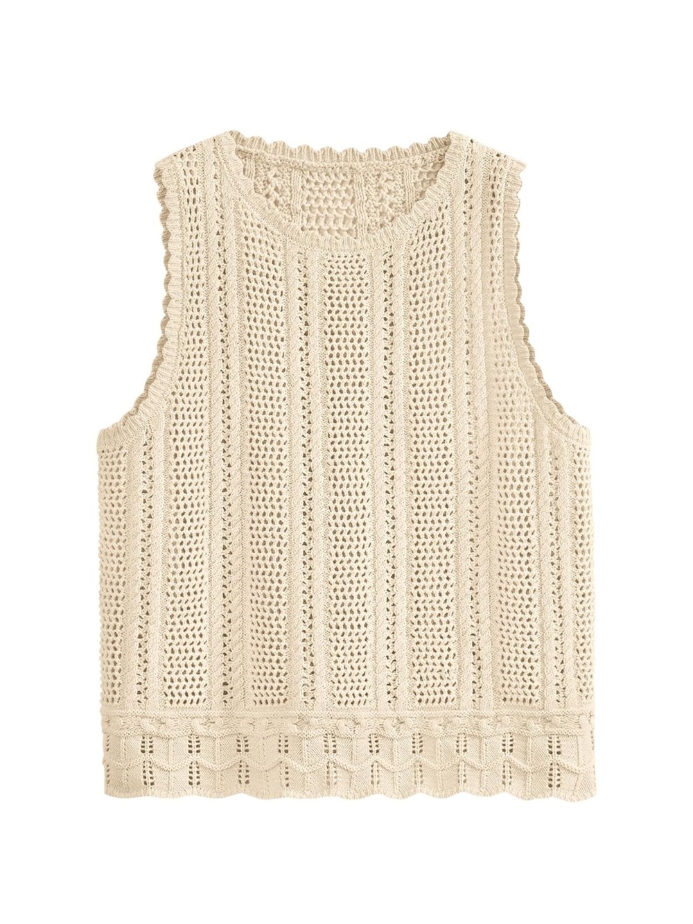 NWOT Cream Beach Crochet Knit Sleeveless Top Med